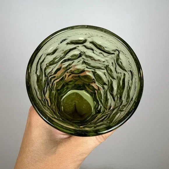 3 Vintage Anchor Hocking Lido Milano Small Juice Glasses Avocado Green 4” - Picture 6 of 6